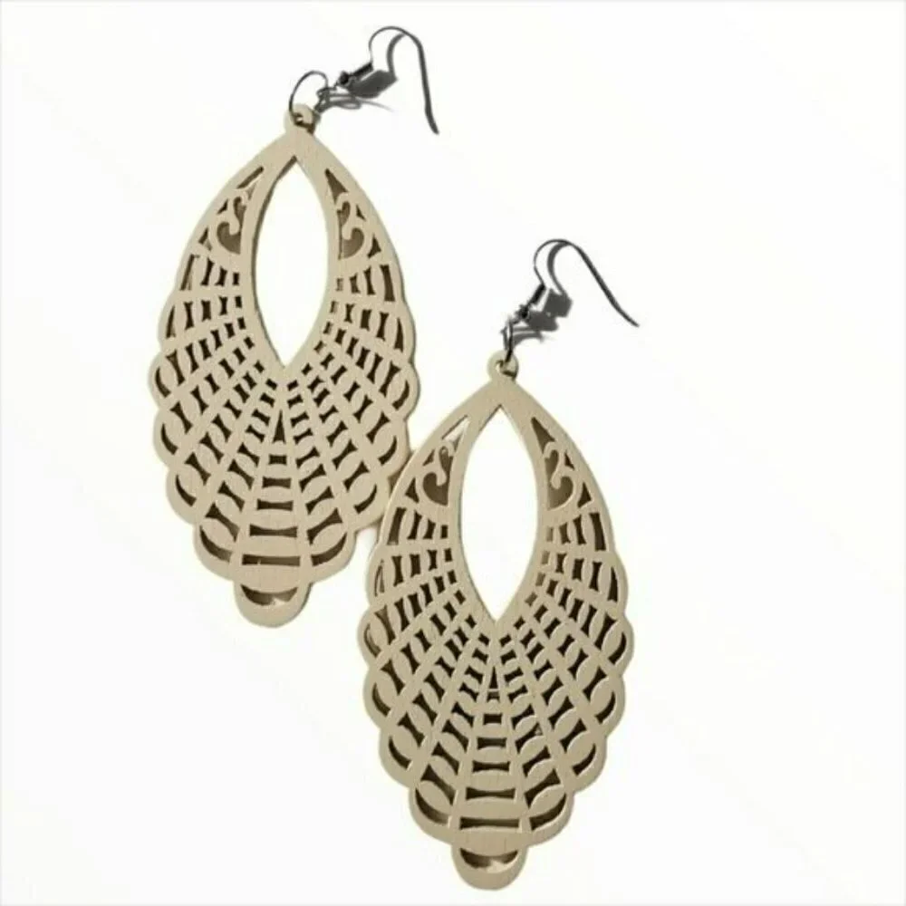Bohemian Wooden Drop Lightweight Earrings